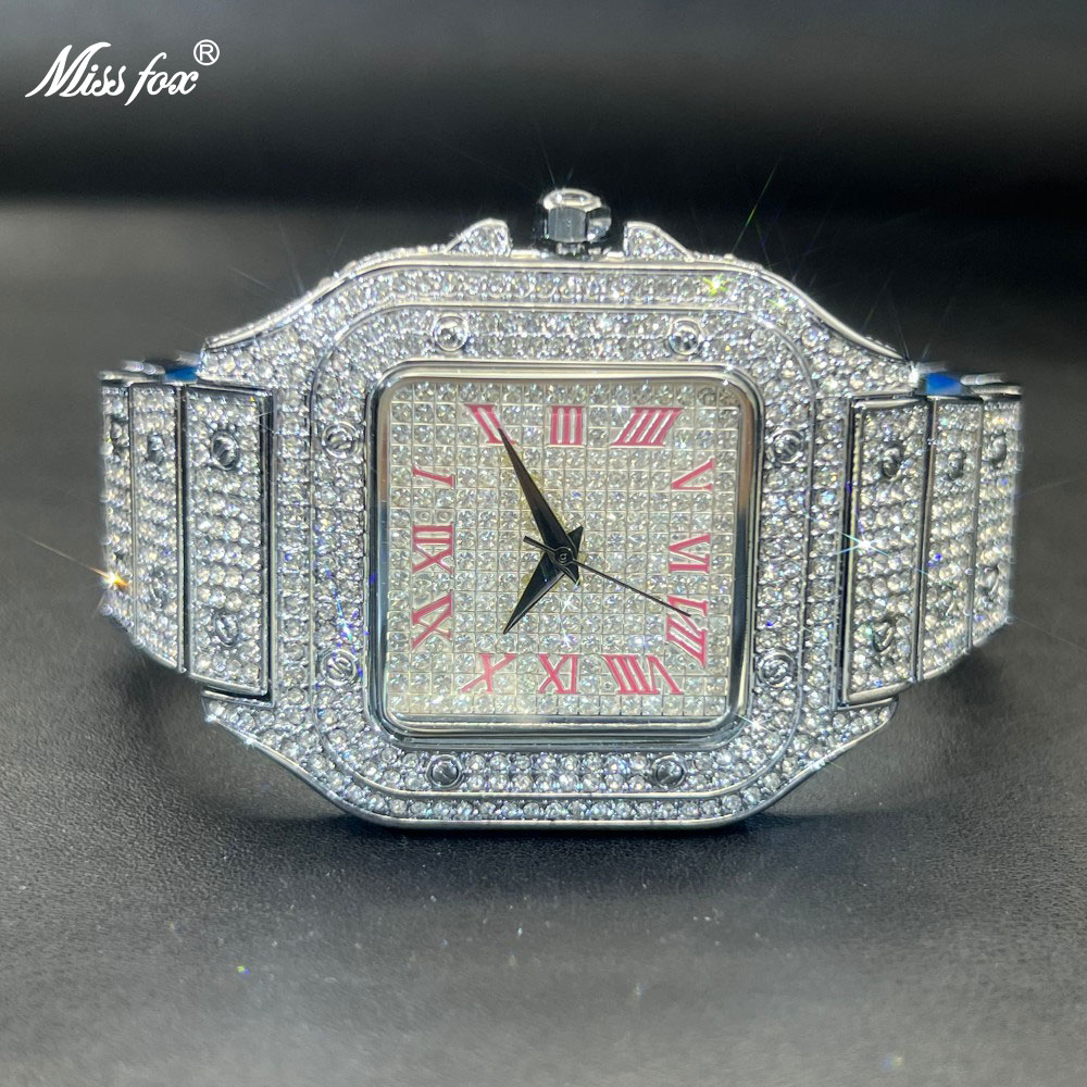MISSFOX Iced Out Men Watch Squ - огляд і ціна Luxury Watch Iceberg